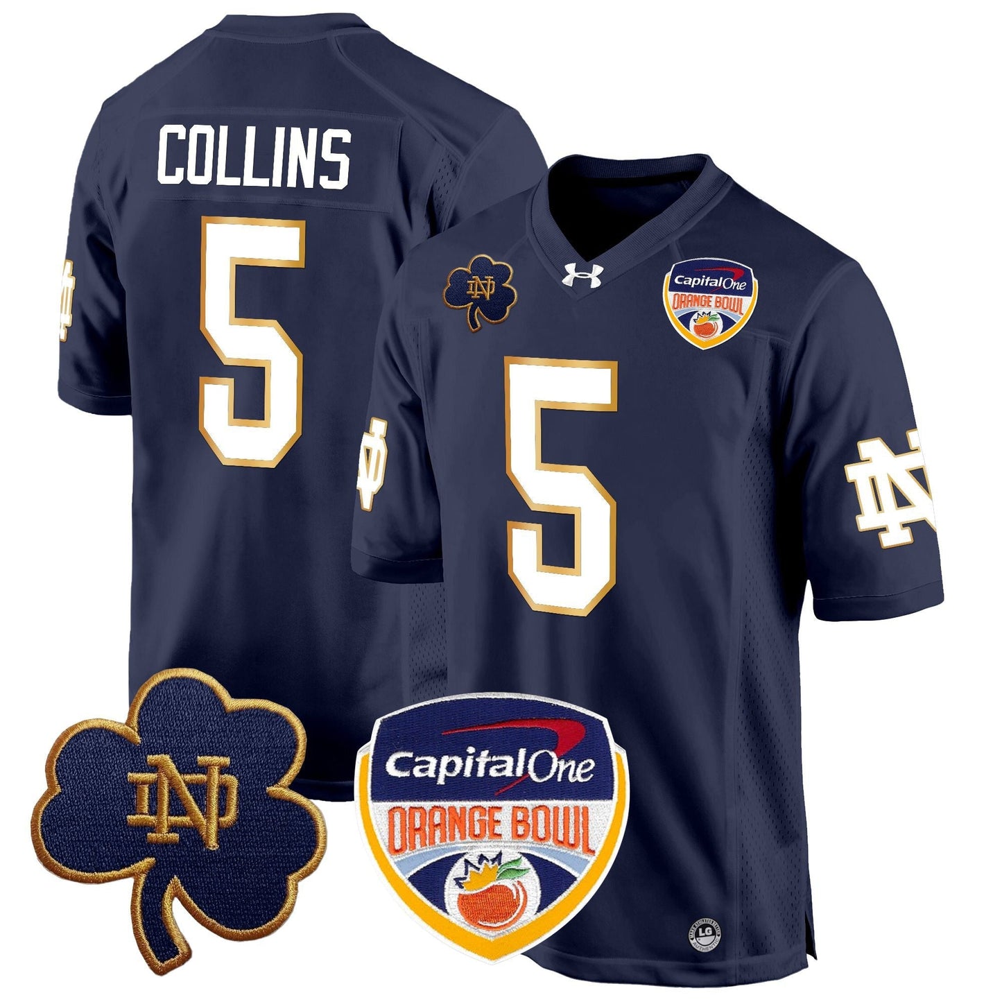 ND 2024 Orange Bowl Patch Game Jersey - All Stitched