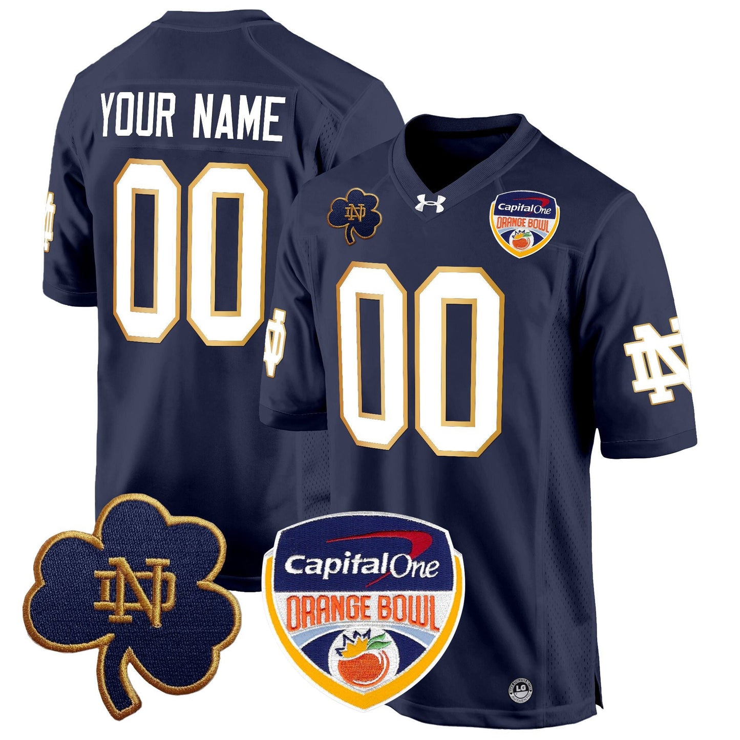 ND 2024 Orange Bowl Patch Game Custom Jersey - All Stitched