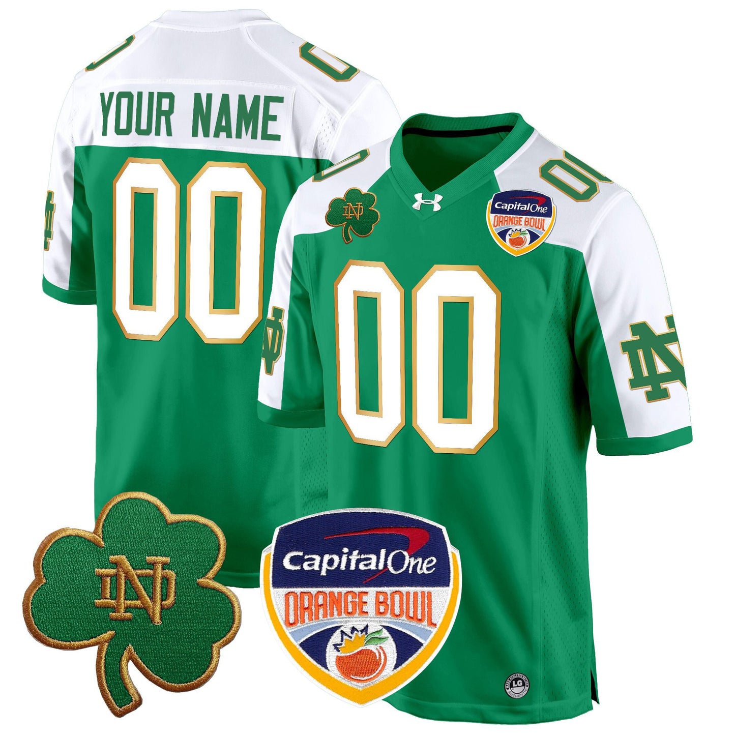 ND 2024 Orange Bowl Patch Game Custom Jersey - All Stitched