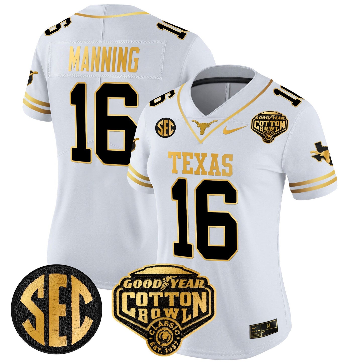 Women's TEX Cotton Bowl Patch Gold Vapor Limited Jersey - All Stitched