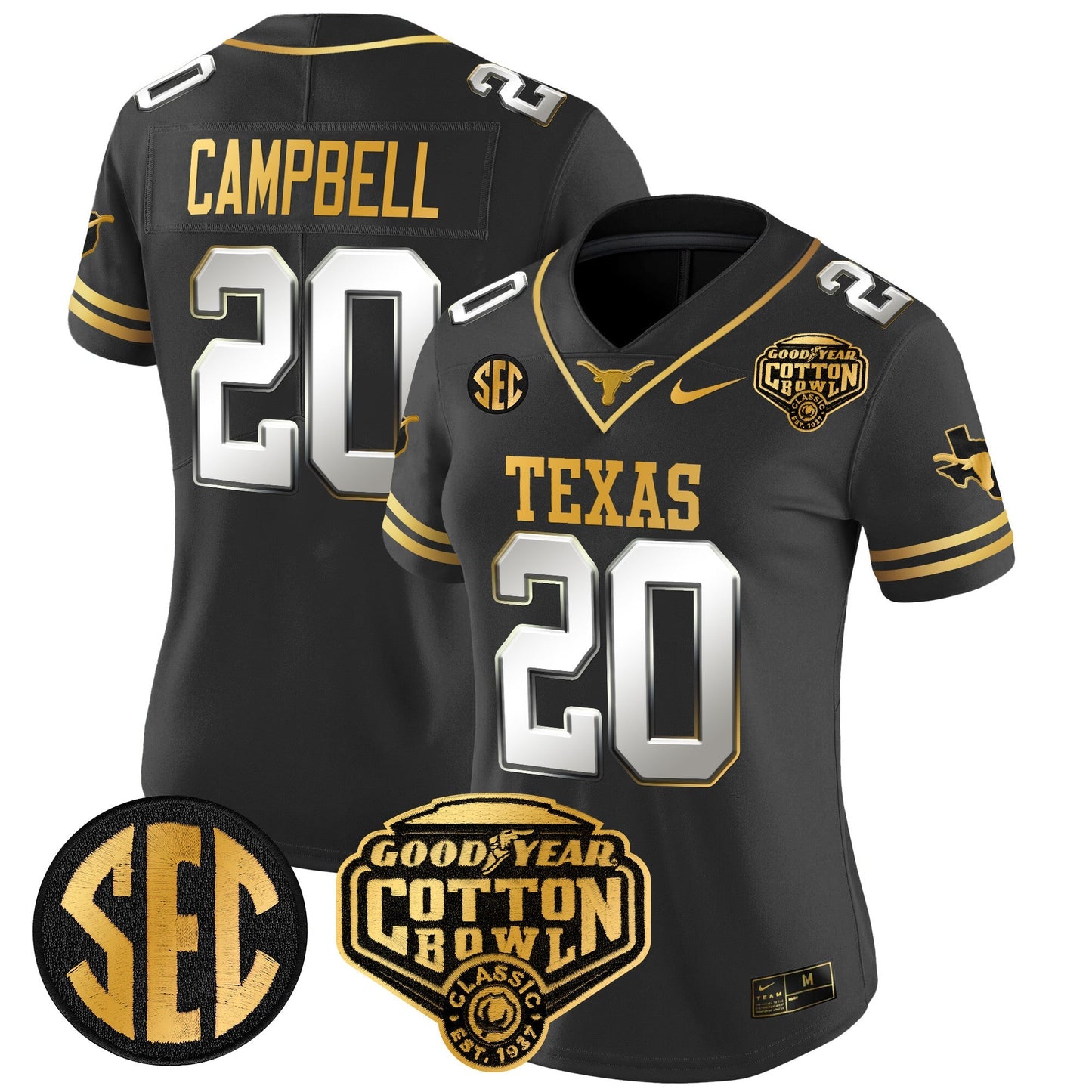 Women's TEX Cotton Bowl Patch Gold Vapor Limited Jersey - All Stitched