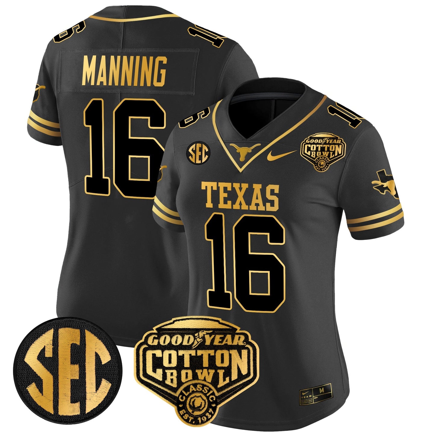Women's TEX Cotton Bowl Patch Gold Vapor Limited Jersey - All Stitched