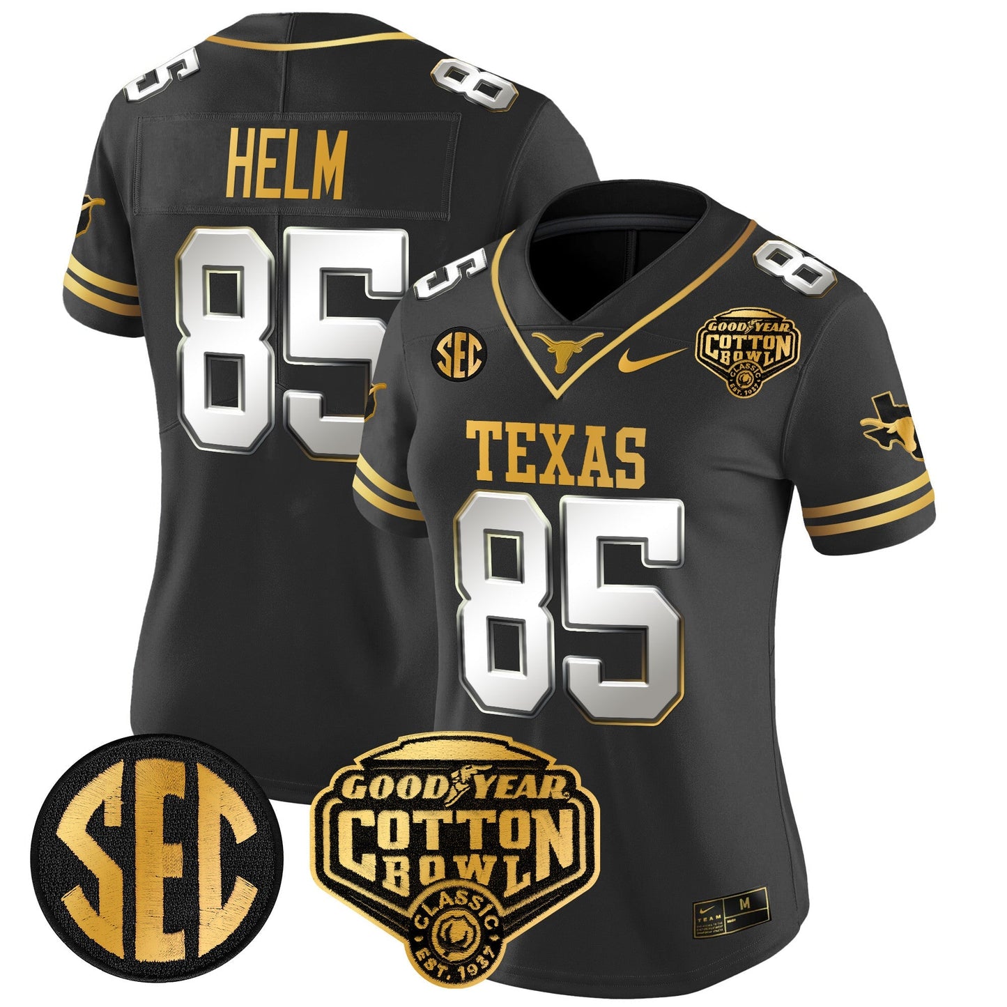 Women's TEX Cotton Bowl Patch Gold Vapor Limited Jersey - All Stitched