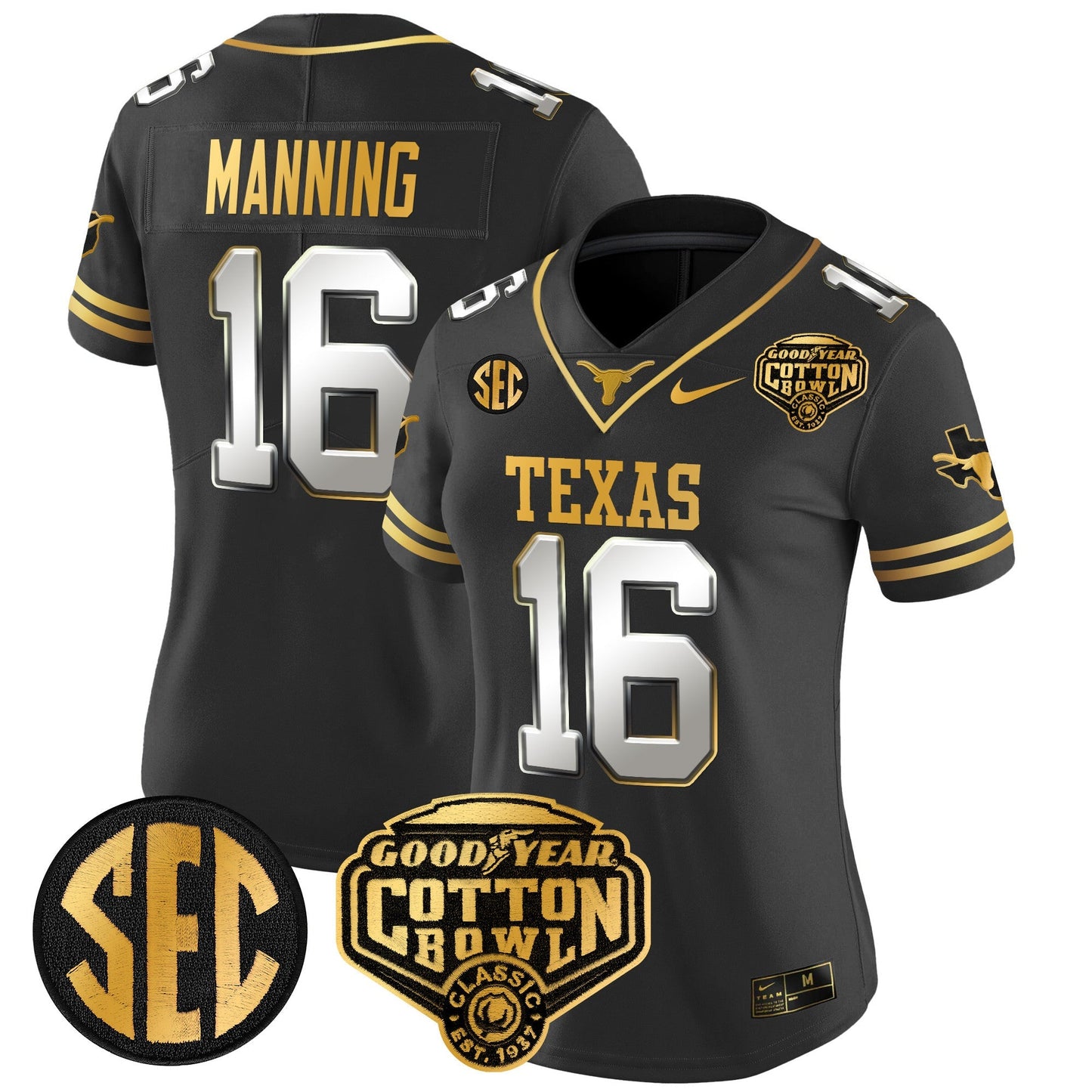 Women's TEX Cotton Bowl Patch Gold Vapor Limited Jersey - All Stitched