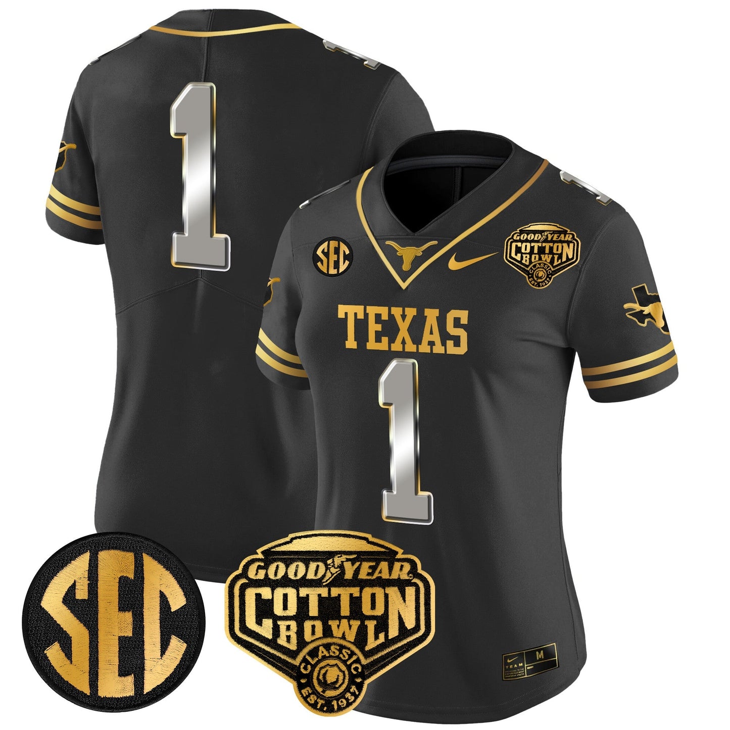 Women's TEX Cotton Bowl Patch Gold Vapor Limited Jersey - All Stitched