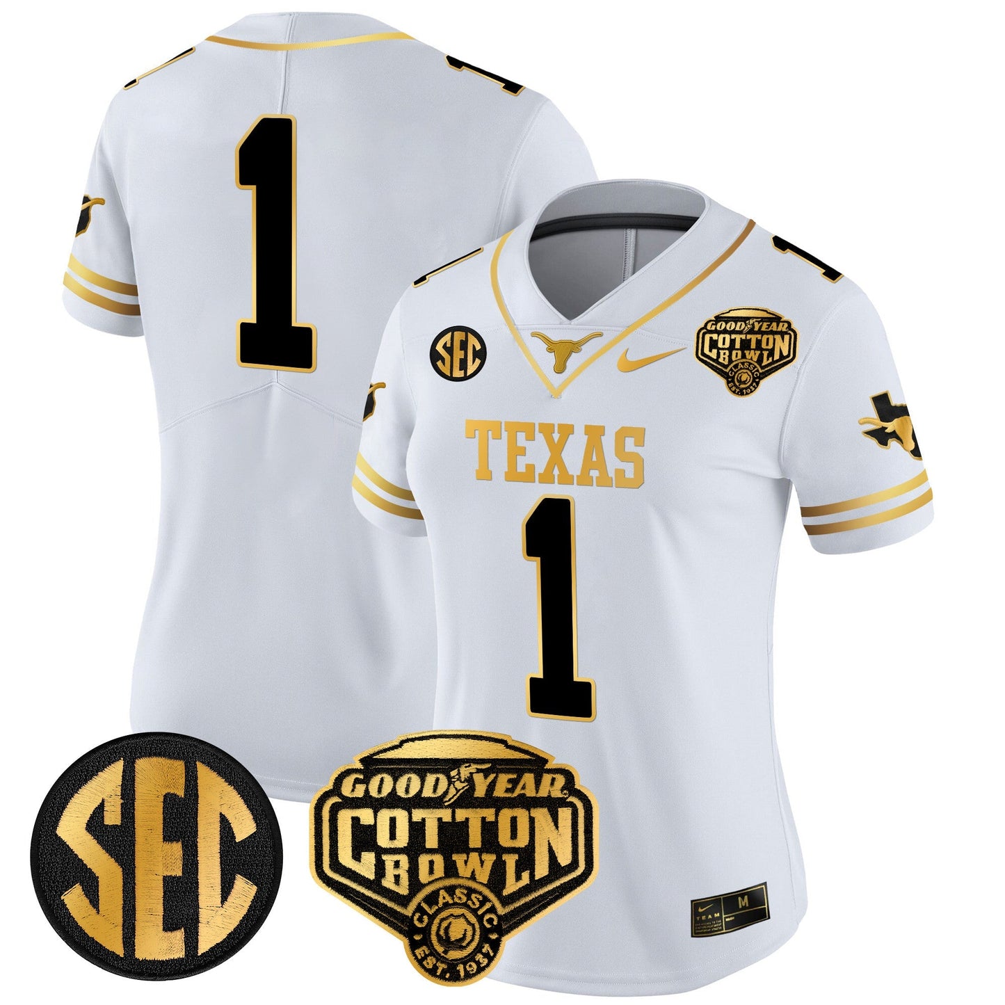 Women's TEX Cotton Bowl Patch Gold Vapor Limited Jersey - All Stitched