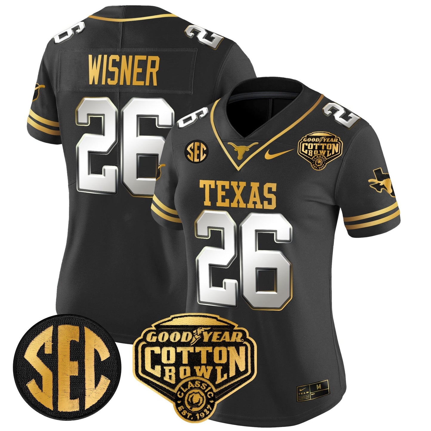 Women's TEX Cotton Bowl Patch Gold Vapor Limited Jersey - All Stitched