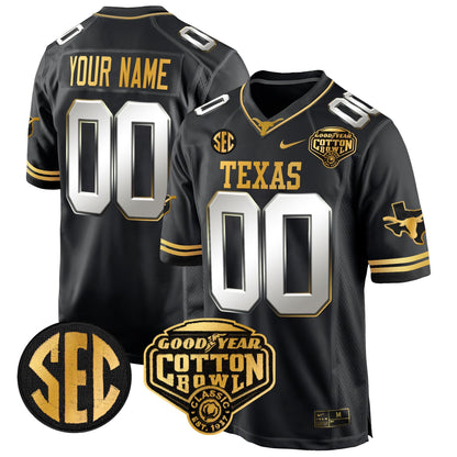 TEX Cotton Bowl Patch Gold Game Custom Jersey - All Stitched