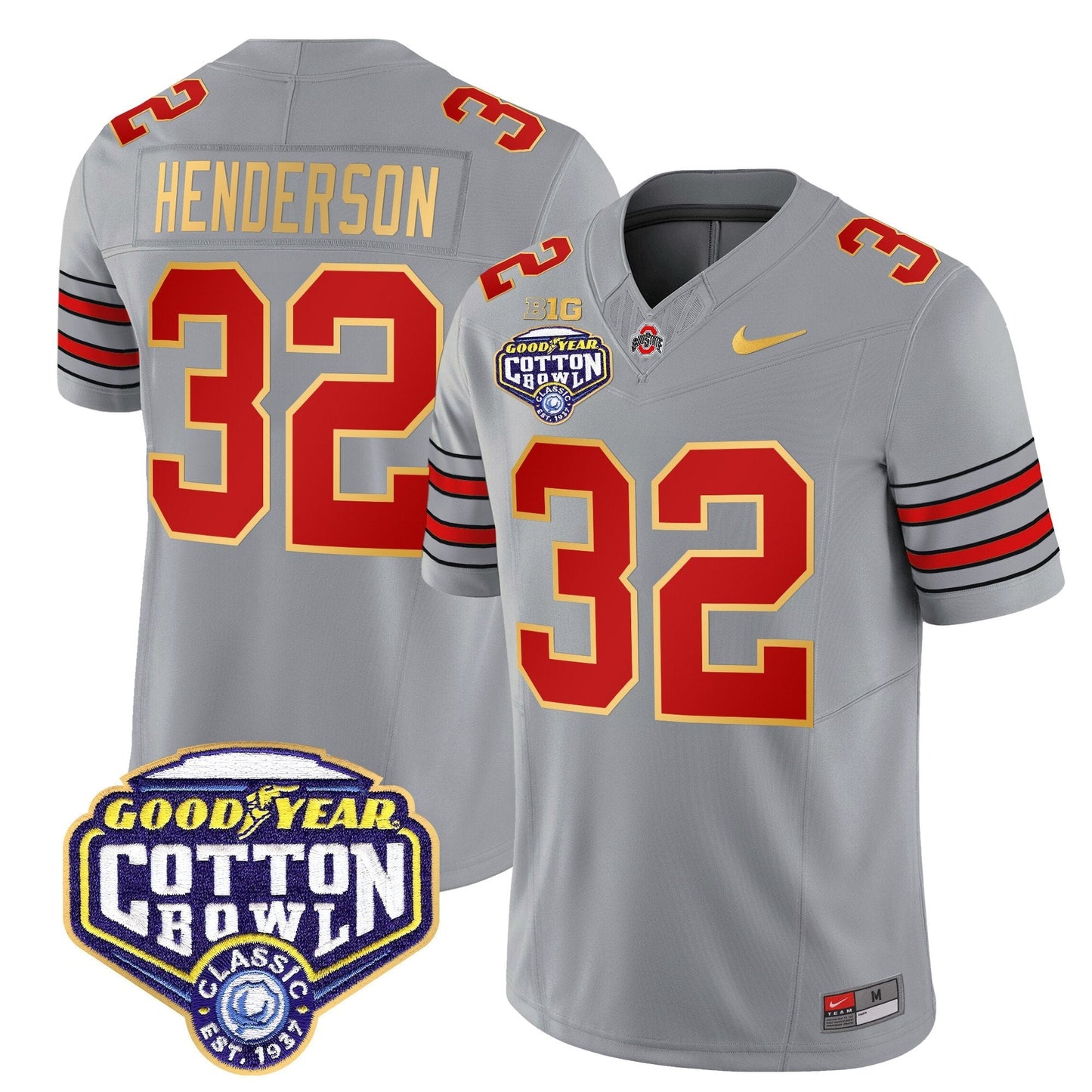 OSU 'Heritage Stripe' Cotton Bowl Patch Gold Trim Vapor Limited Jersey - All Stitched