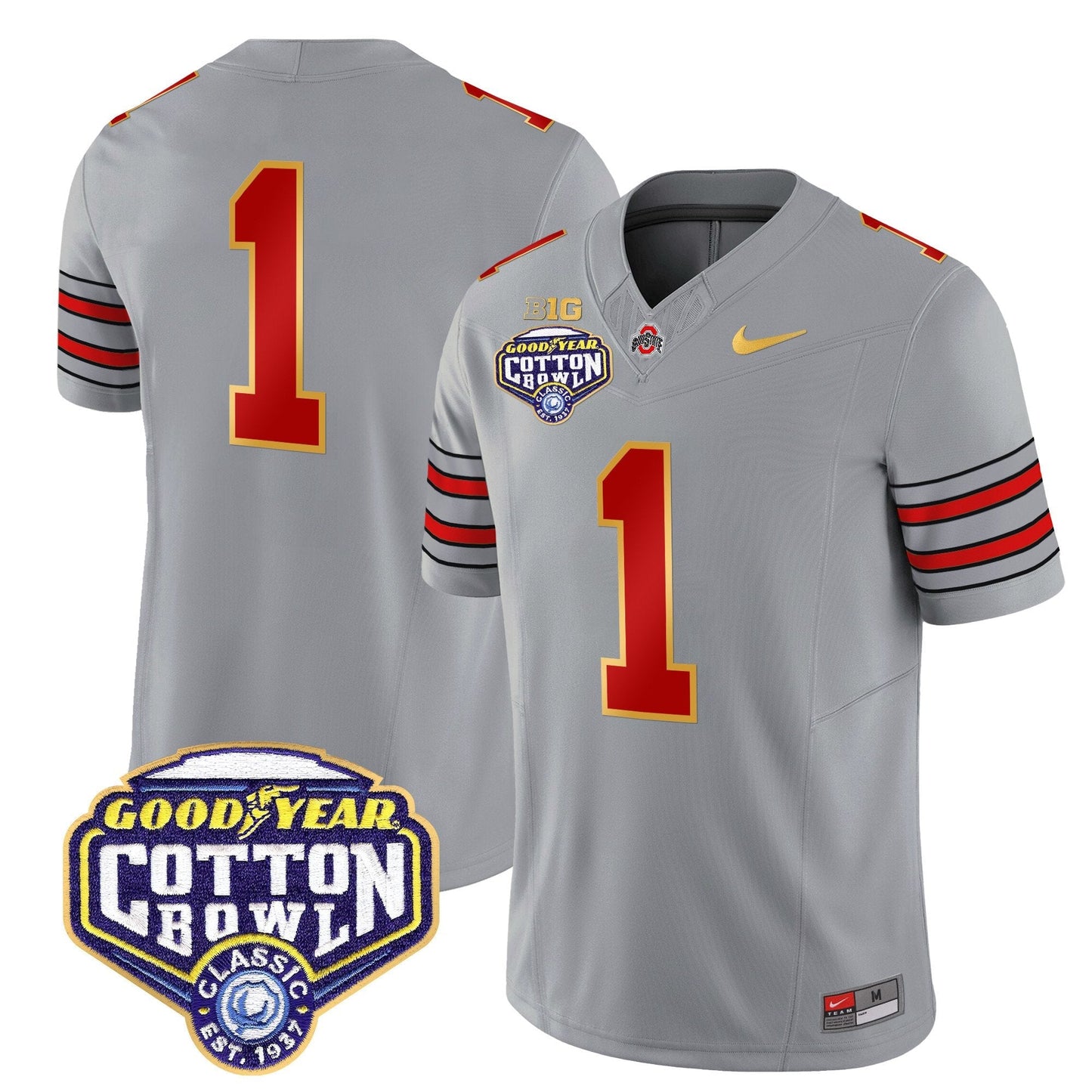 OSU 'Heritage Stripe' Cotton Bowl Patch Gold Trim Vapor Limited Jersey - All Stitched