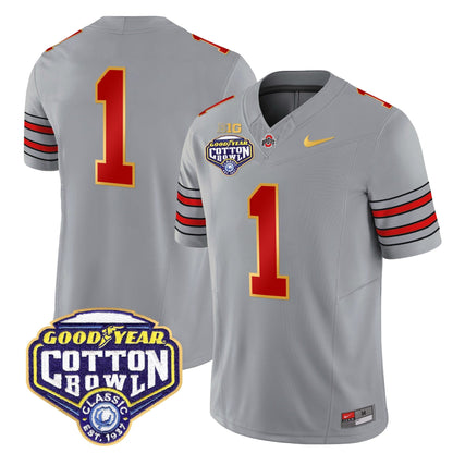 OSU 'Heritage Stripe' Cotton Bowl Patch Gold Trim Vapor Limited Jersey - All Stitched