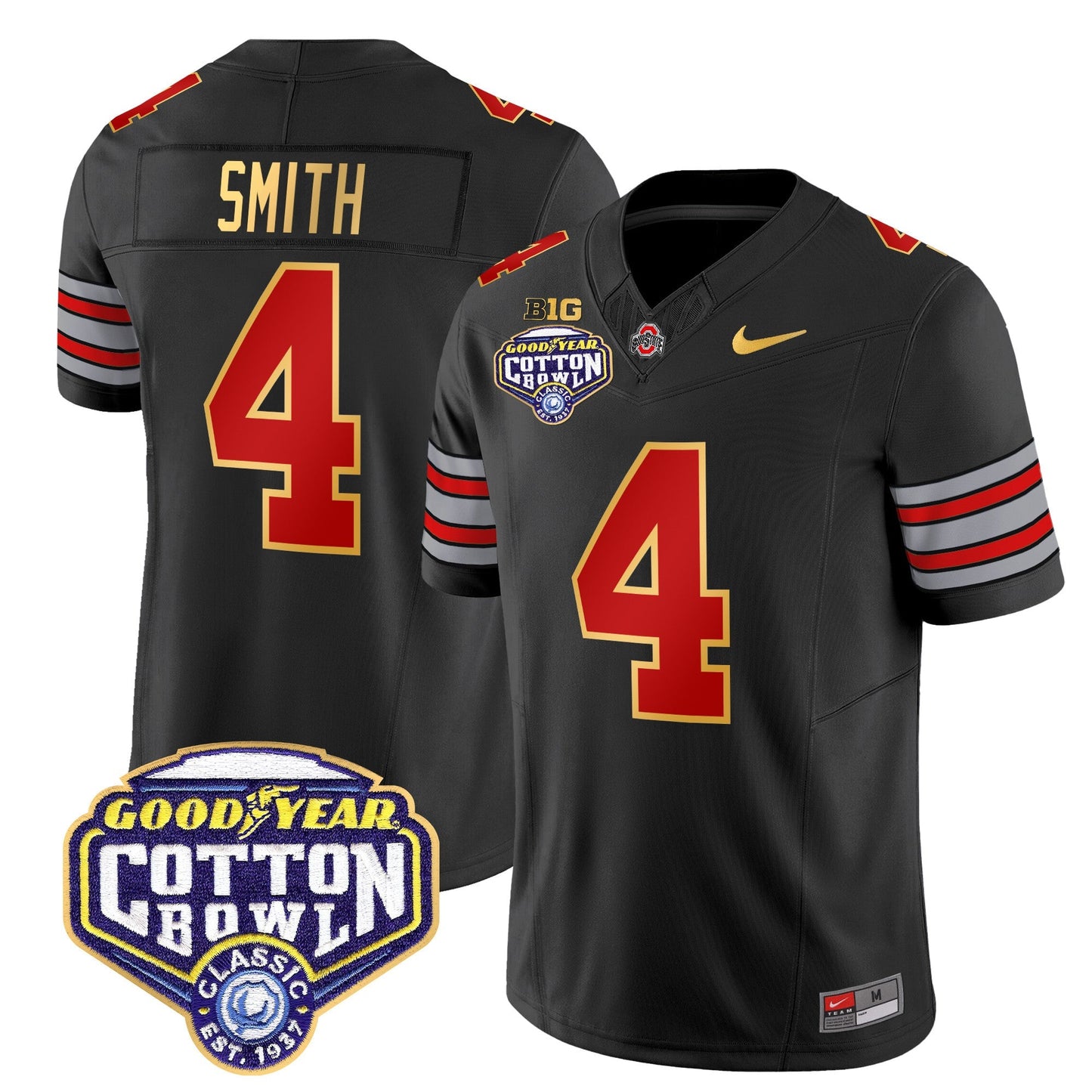 OSU 'Heritage Stripe' Cotton Bowl Patch Gold Trim Vapor Limited Jersey - All Stitched