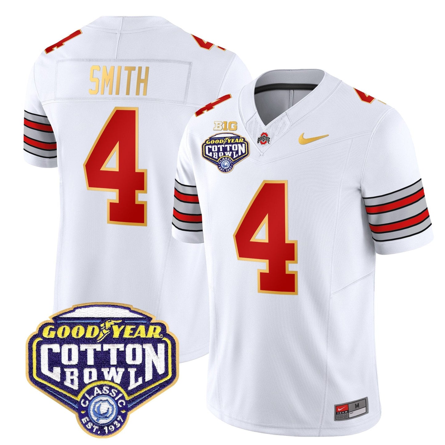 OSU 'Heritage Stripe' Cotton Bowl Patch Gold Trim Vapor Limited Jersey - All Stitched
