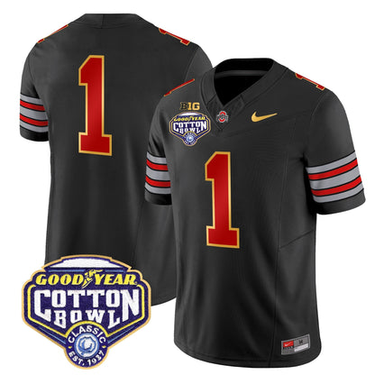 OSU 'Heritage Stripe' Cotton Bowl Patch Gold Trim Vapor Limited Jersey - All Stitched