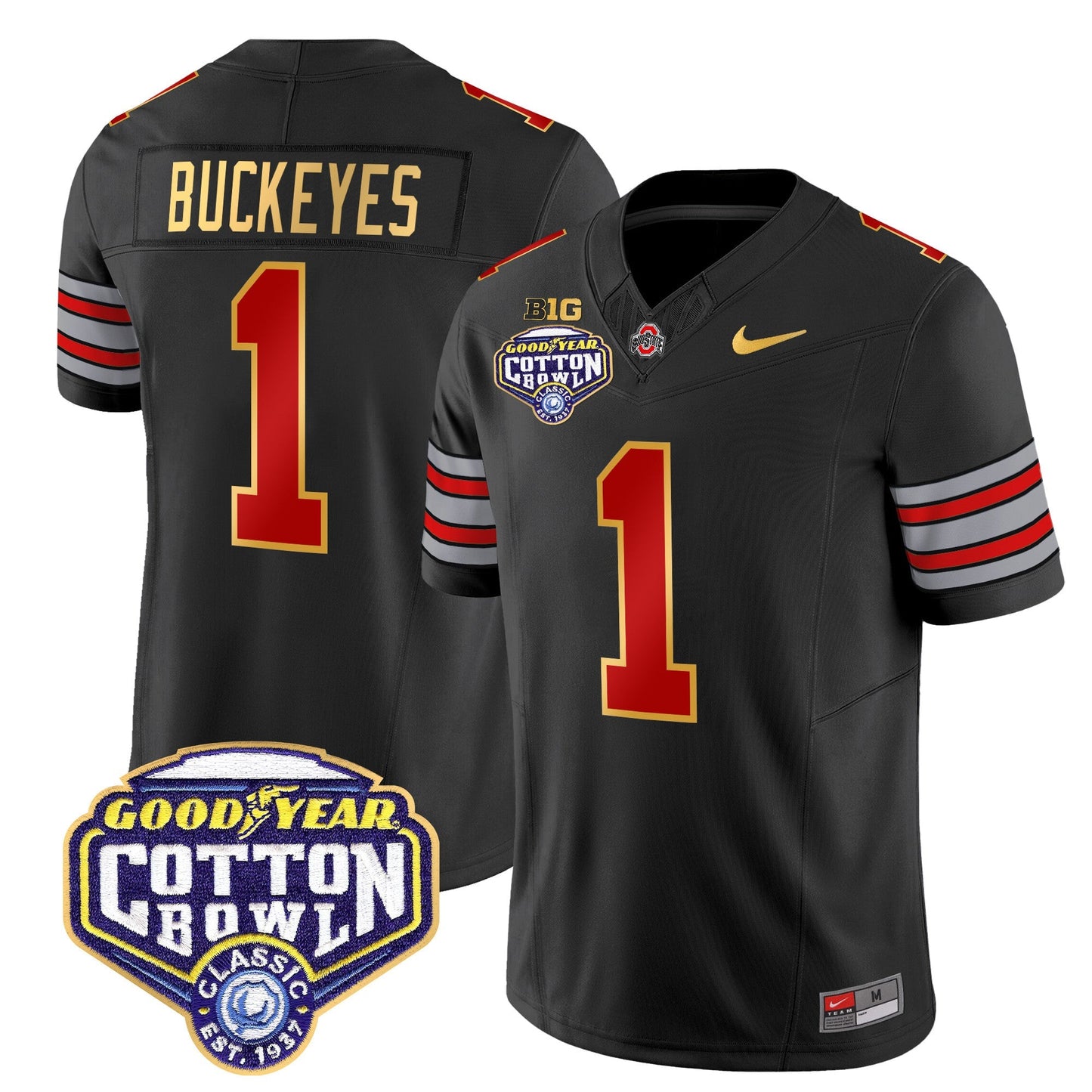 OSU 'Heritage Stripe' Cotton Bowl Patch Gold Trim Vapor Limited Jersey - All Stitched
