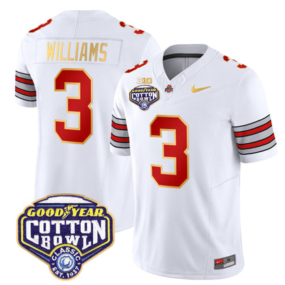 OSU 'Heritage Stripe' Cotton Bowl Patch Gold Trim Vapor Limited Jersey - All Stitched