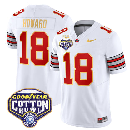 OSU 'Heritage Stripe' Cotton Bowl Patch Gold Trim Vapor Limited Jersey - All Stitched