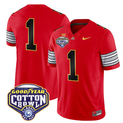 OSU 'Heritage Stripe' Cotton Bowl Patch Gold Trim Vapor Limited Jersey - All Stitched