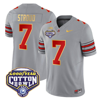 OSU 'Heritage Stripe' Cotton Bowl Patch Gold Trim Vapor Limited Jersey - All Stitched