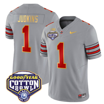 OSU 'Heritage Stripe' Cotton Bowl Patch Gold Trim Vapor Limited Jersey - All Stitched