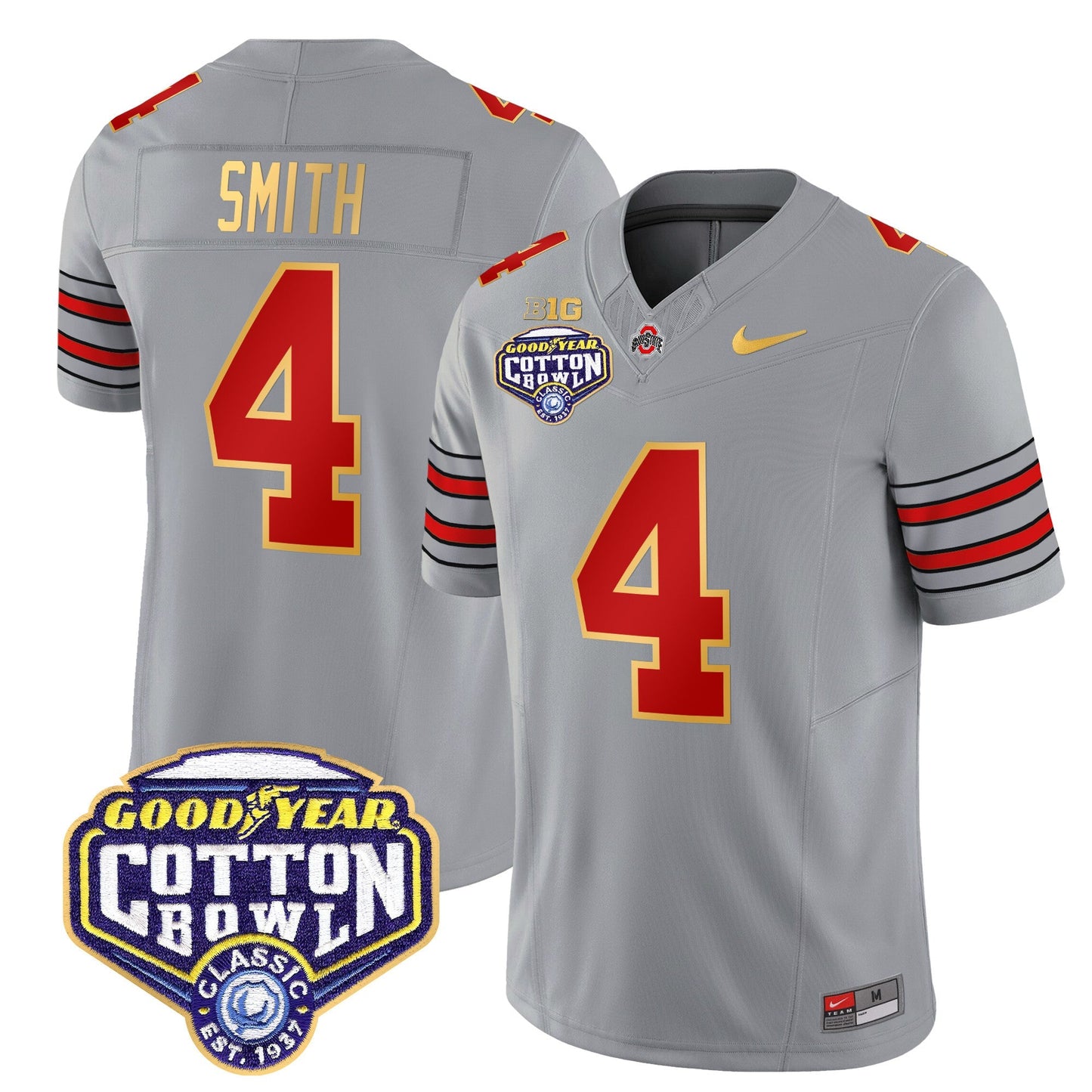 OSU 'Heritage Stripe' Cotton Bowl Patch Gold Trim Vapor Limited Jersey - All Stitched