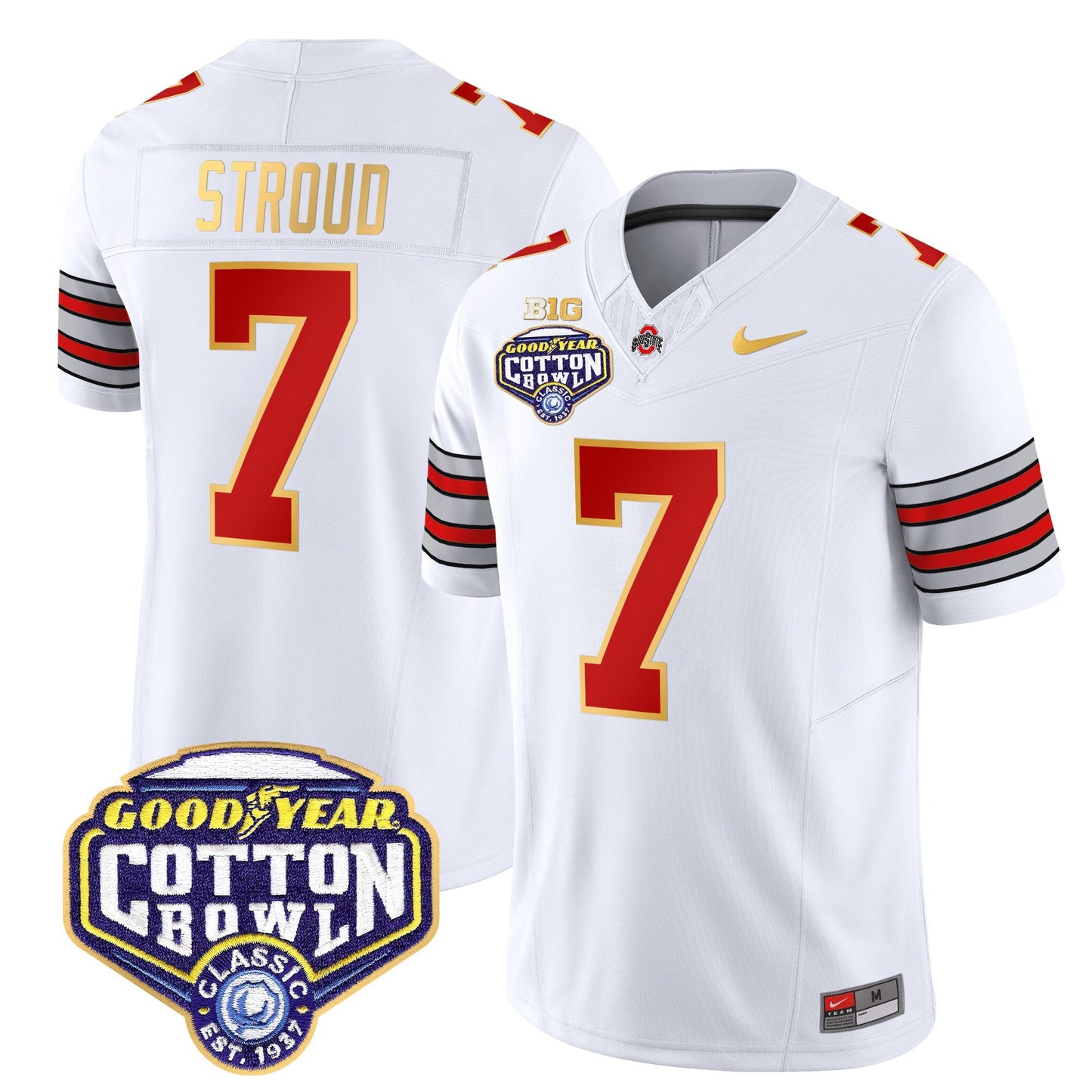 OSU 'Heritage Stripe' Cotton Bowl Patch Gold Trim Vapor Limited Jersey - All Stitched