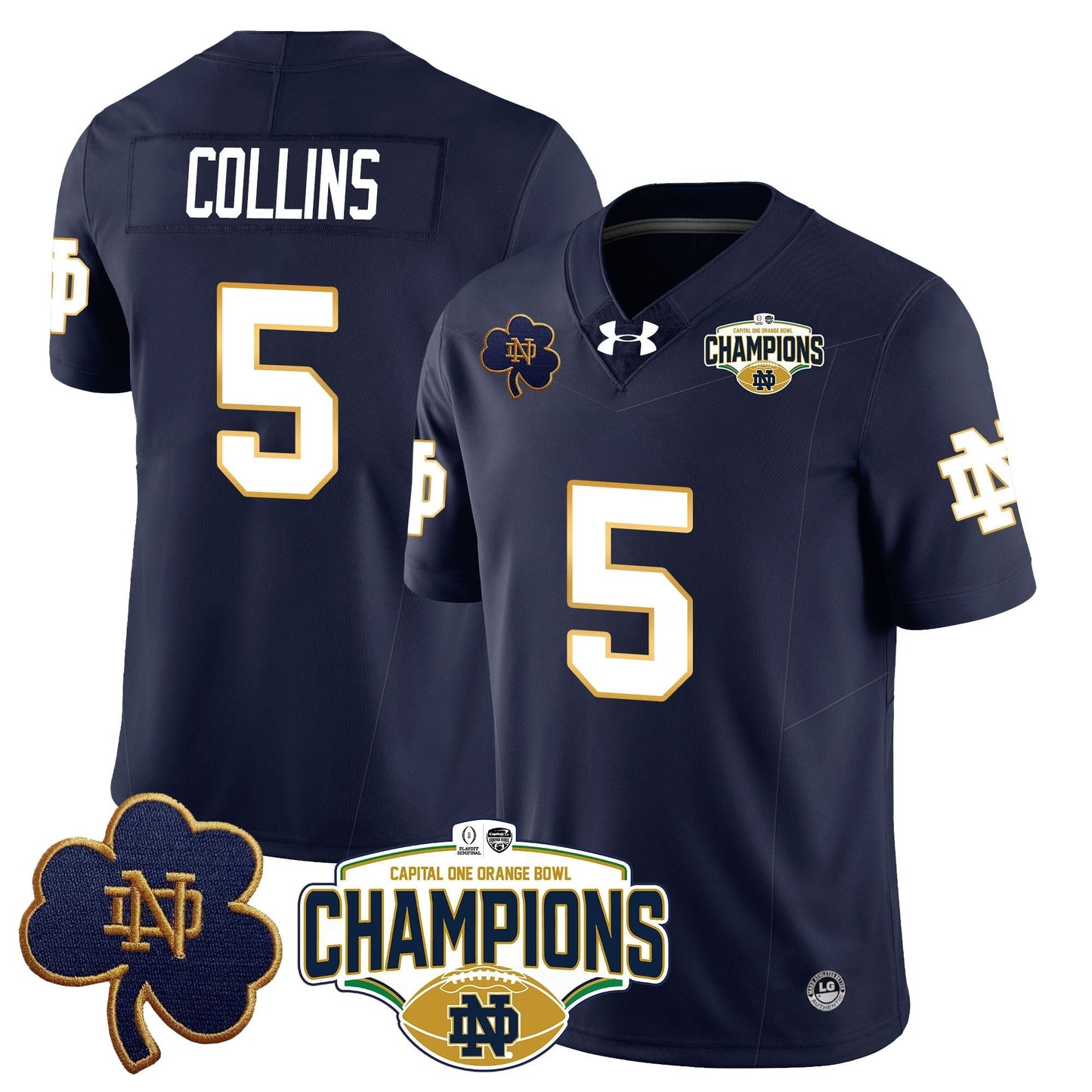 ND 2025 Orange Bowl Champions Jersey N5 - All Stitched