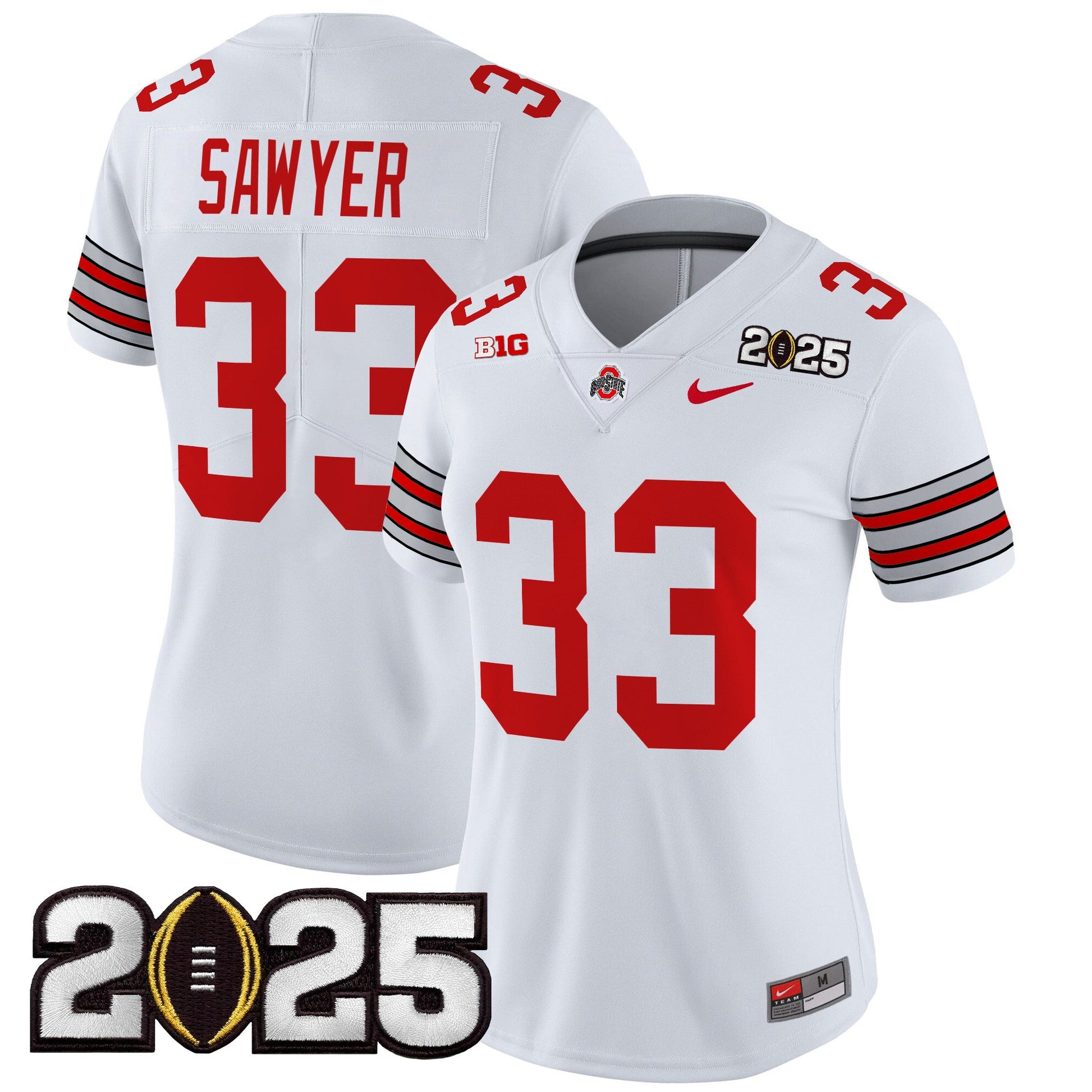 Women's Ohio State Buckeyes 'Heritage Stripe' 2025 CFP Final Patch Vapor Limited Jersey - All Stitched