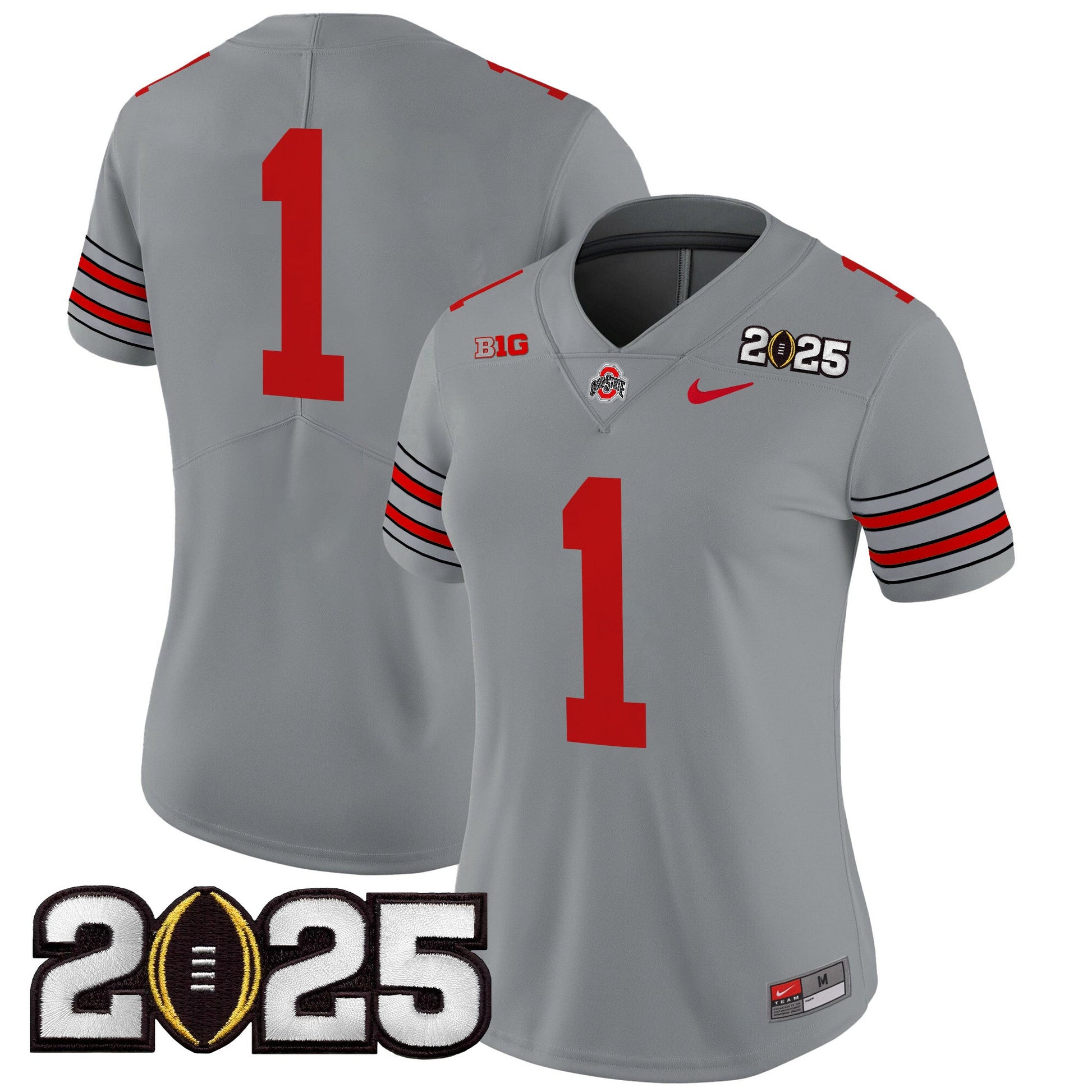 Women's Ohio State Buckeyes 'Heritage Stripe' 2025 CFP Final Patch Vapor Limited Jersey - All Stitched