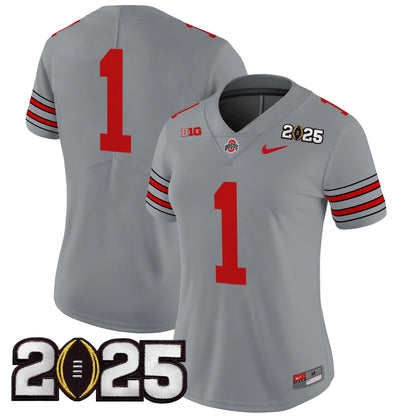 Women's Ohio State Buckeyes 'Heritage Stripe' 2025 CFP Final Patch Vapor Limited Jersey - All Stitched