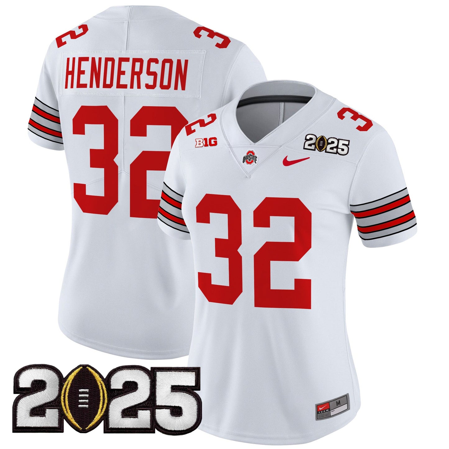Women's Ohio State Buckeyes 'Heritage Stripe' 2025 CFP Final Patch Vapor Limited Jersey - All Stitched