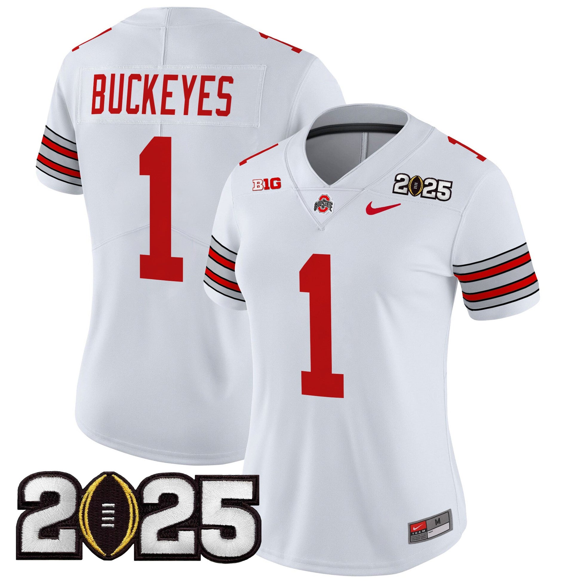 Women's Ohio State Buckeyes 'Heritage Stripe' 2025 CFP Final Patch Vapor Limited Jersey - All Stitched