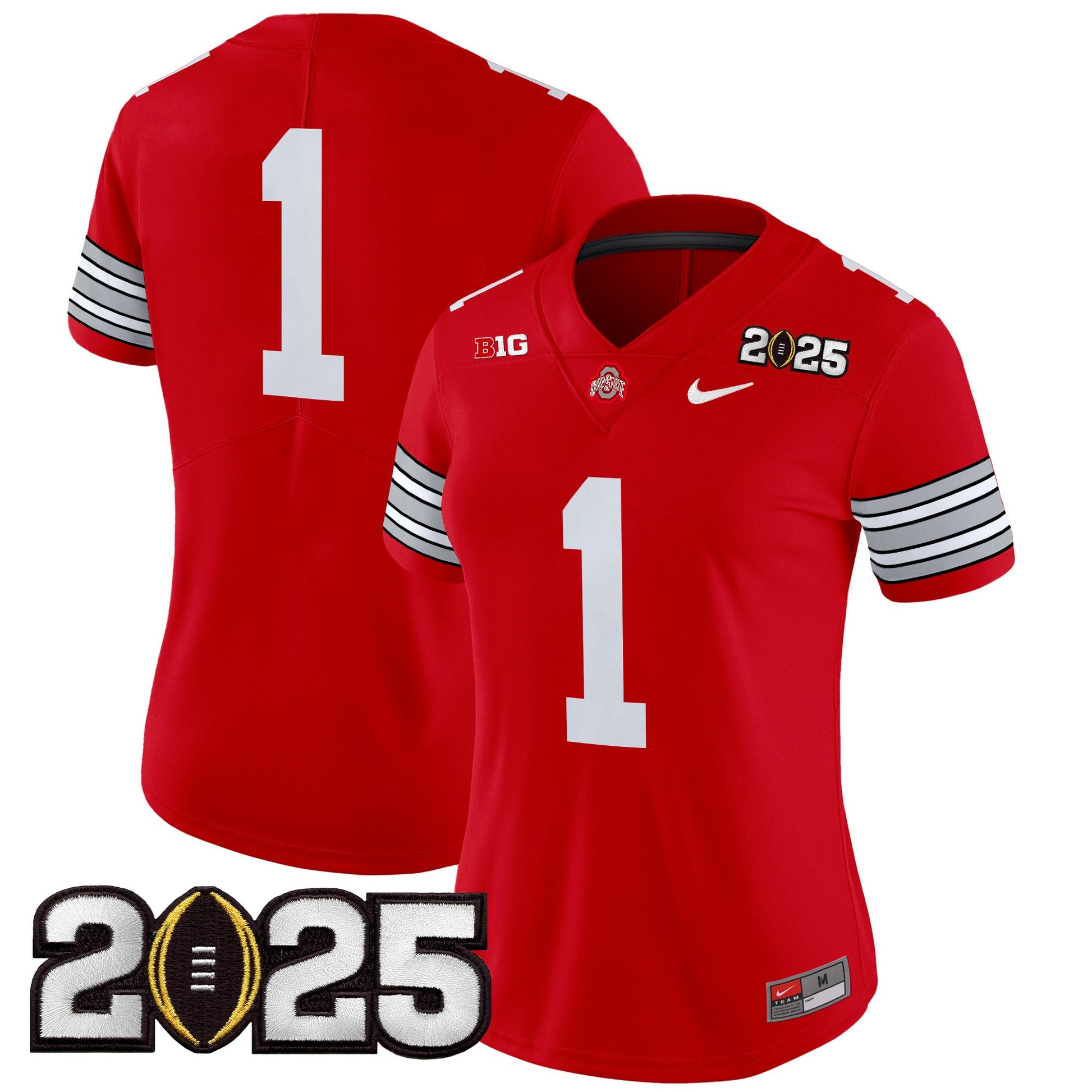 Women's Ohio State Buckeyes 'Heritage Stripe' 2025 CFP Final Patch Vapor Limited Jersey - All Stitched