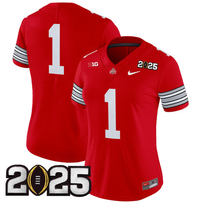 Women's Ohio State Buckeyes 'Heritage Stripe' 2025 CFP Final Patch Vapor Limited Jersey - All Stitched
