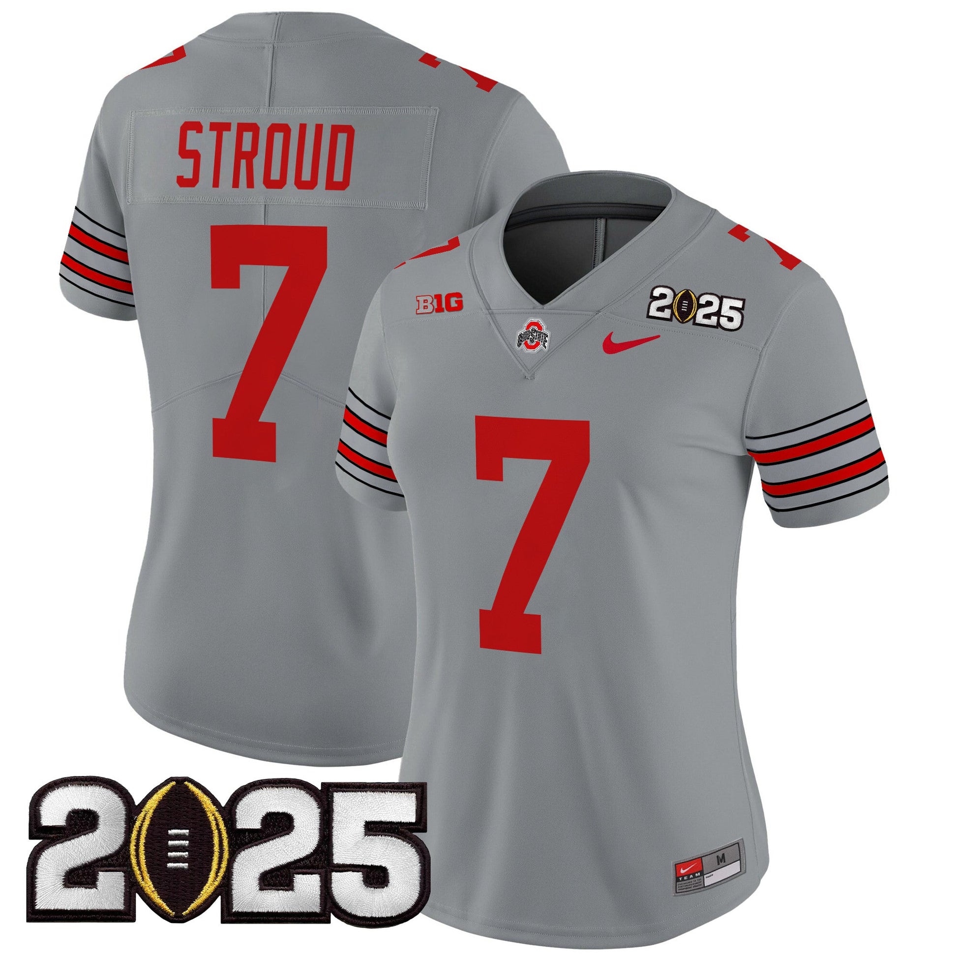 Women's Ohio State Buckeyes 'Heritage Stripe' 2025 CFP Final Patch Vapor Limited Jersey - All Stitched