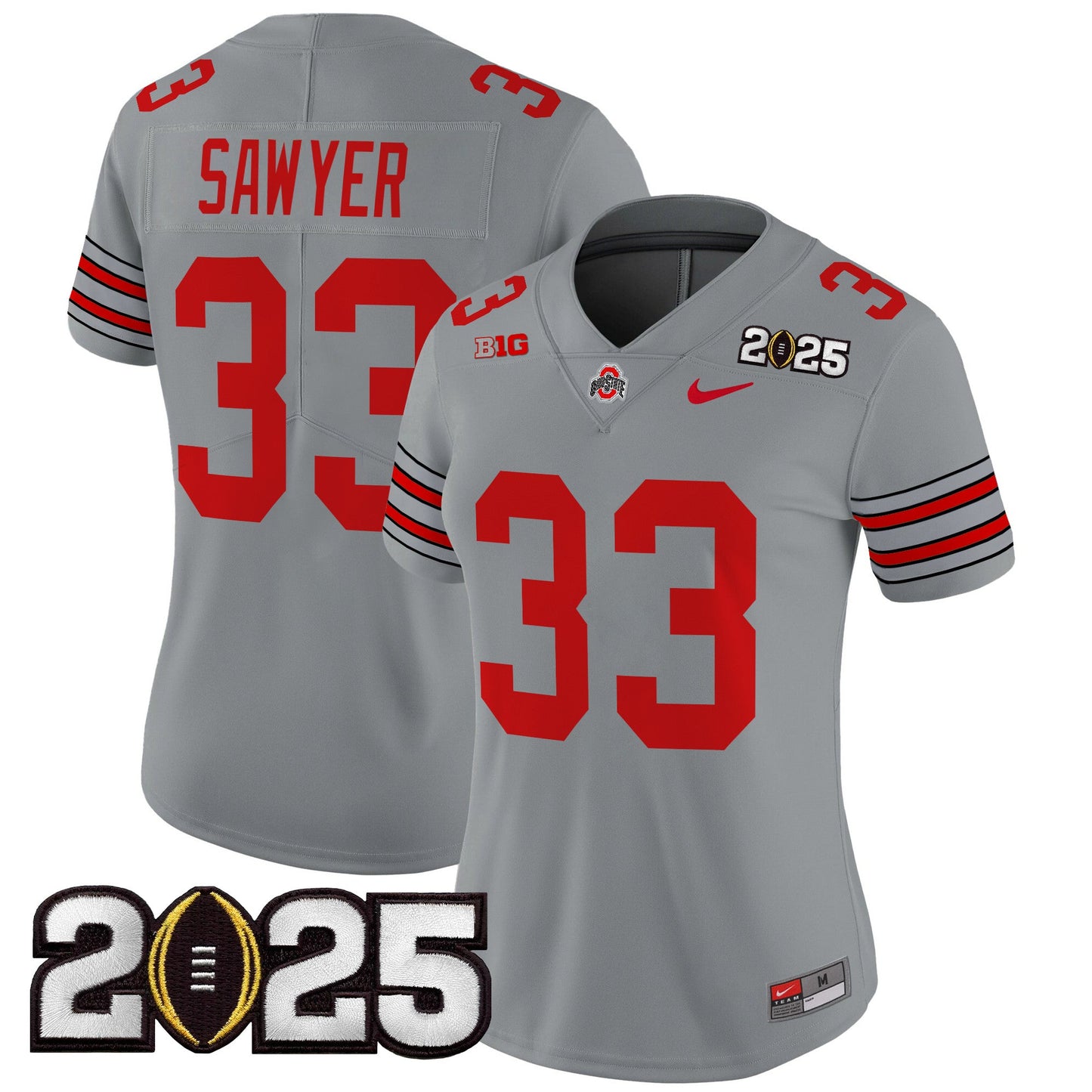 Women's Ohio State Buckeyes 'Heritage Stripe' 2025 CFP Final Patch Vapor Limited Jersey - All Stitched