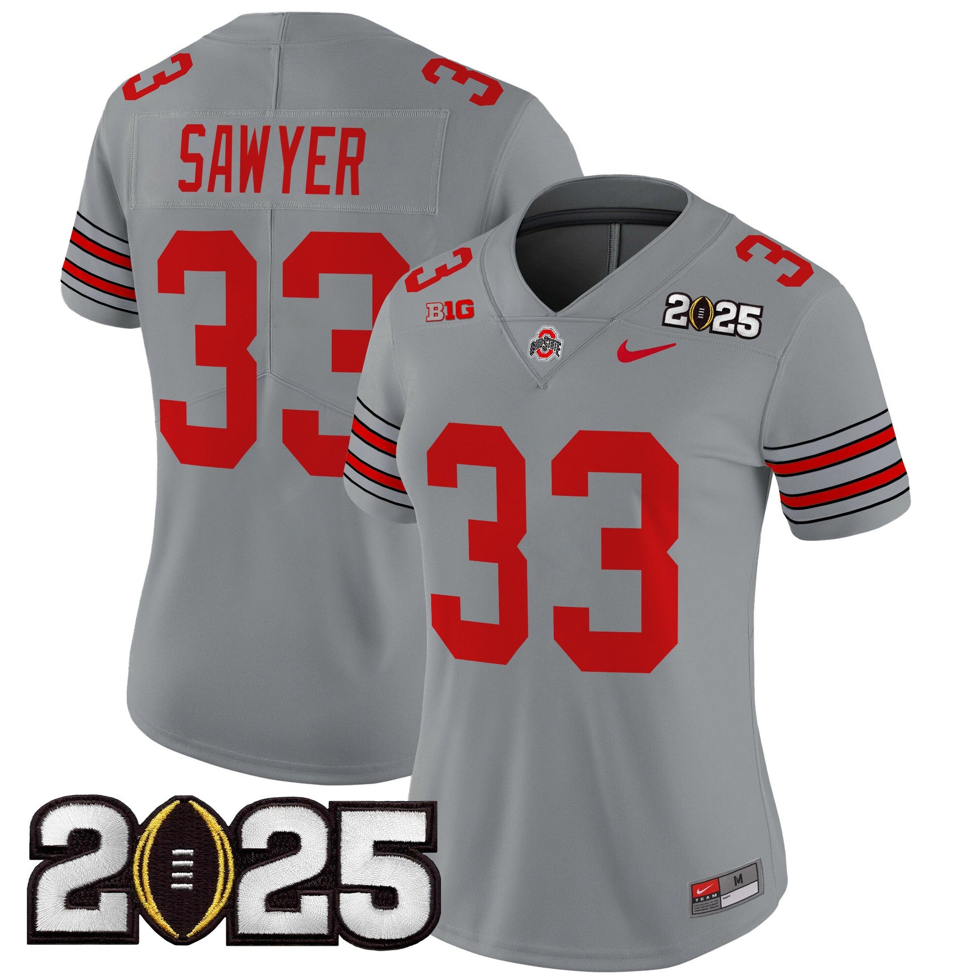 Women's Ohio State Buckeyes 'Heritage Stripe' 2025 CFP Final Patch Vapor Limited Jersey - All Stitched