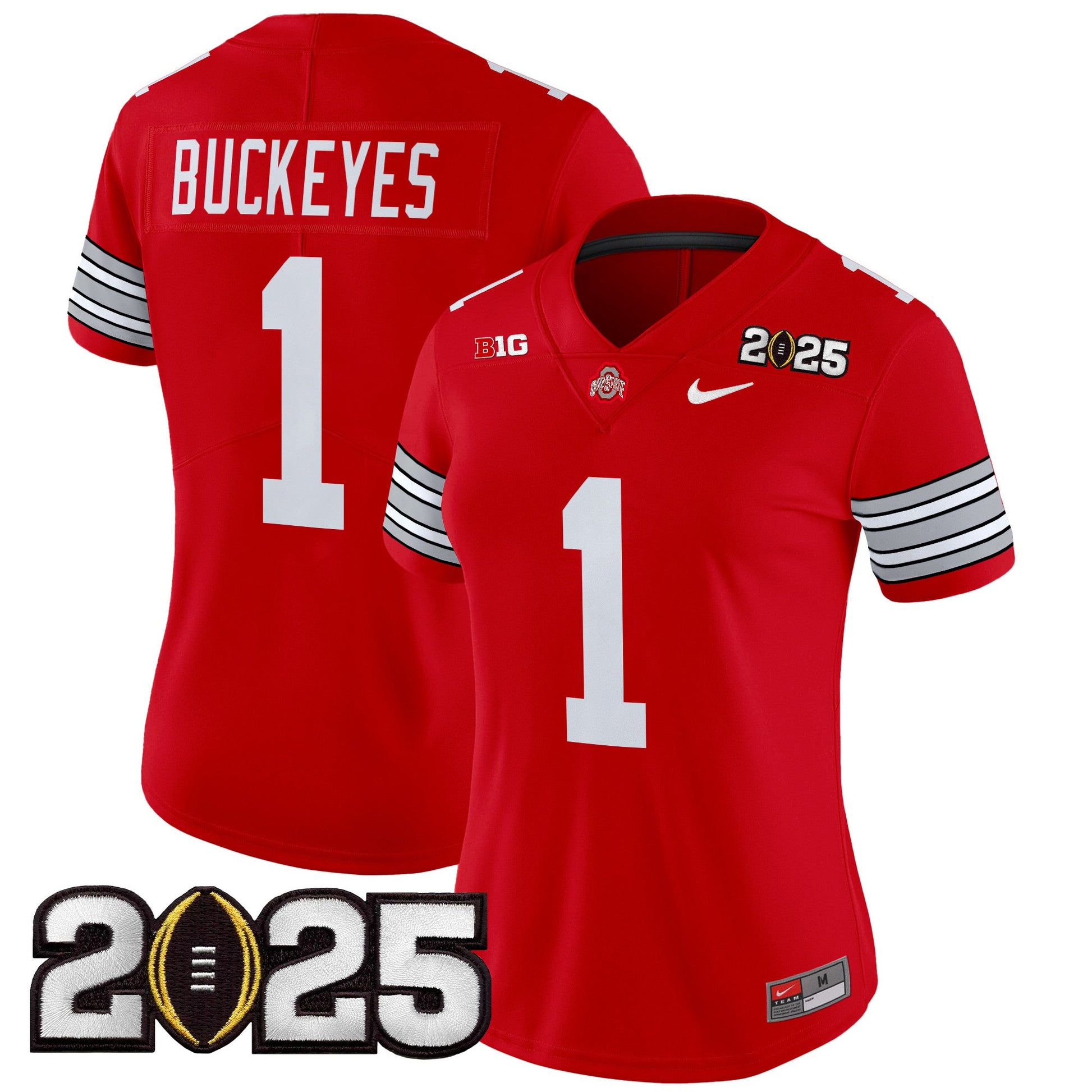 Women's Ohio State Buckeyes 'Heritage Stripe' 2025 CFP Final Patch Vapor Limited Jersey - All Stitched
