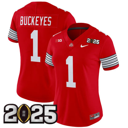 Women's Ohio State Buckeyes 'Heritage Stripe' 2025 CFP Final Patch Vapor Limited Jersey - All Stitched