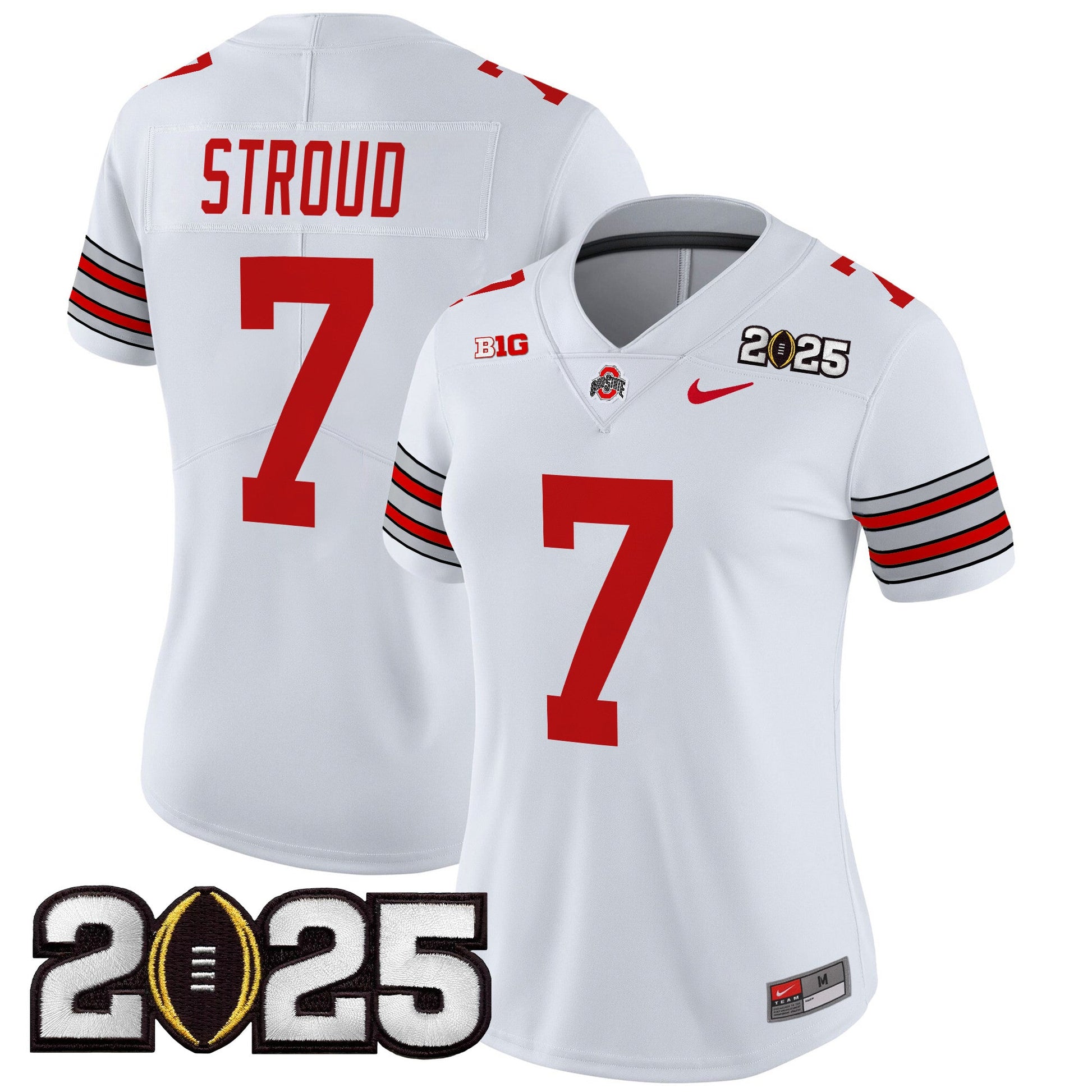Women's Ohio State Buckeyes 'Heritage Stripe' 2025 CFP Final Patch Vapor Limited Jersey - All Stitched