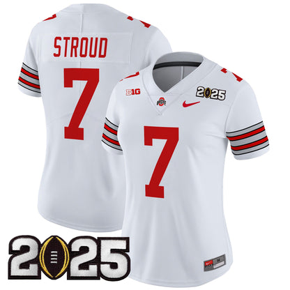 Women's Ohio State Buckeyes 'Heritage Stripe' 2025 CFP Final Patch Vapor Limited Jersey - All Stitched