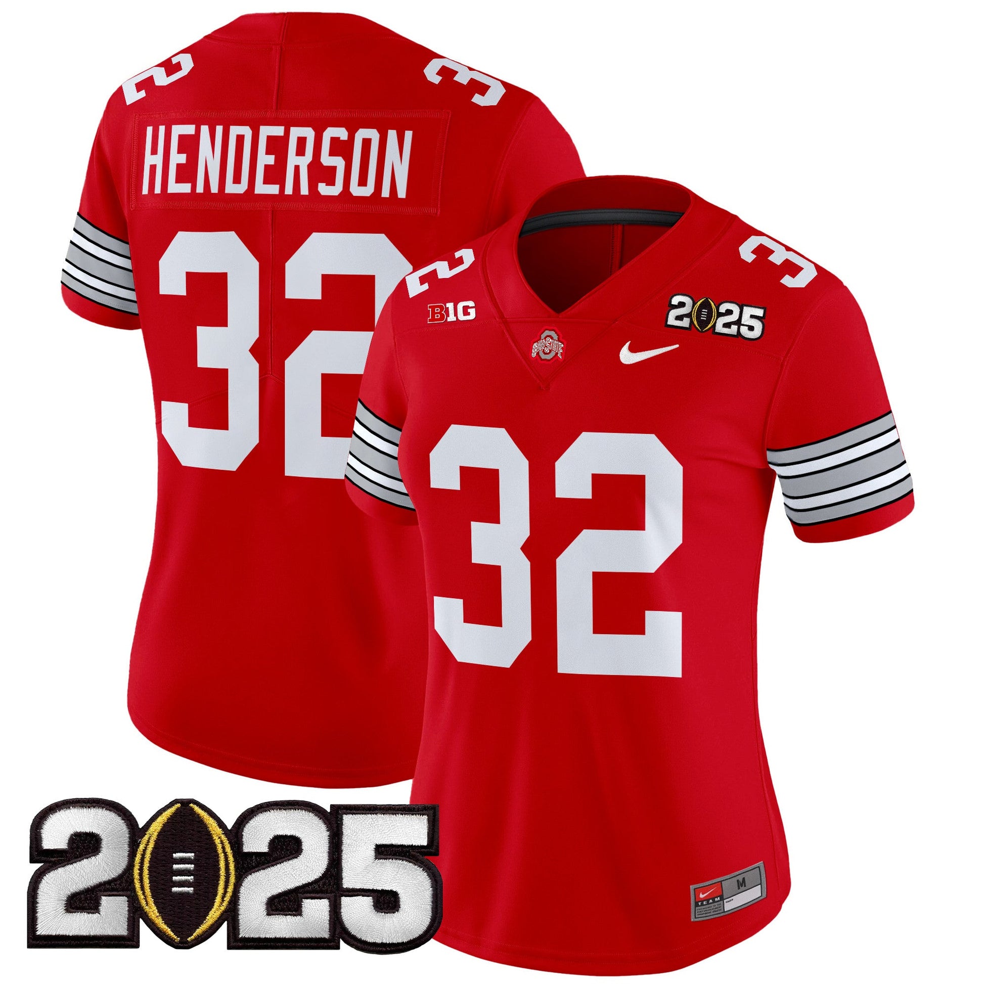 Women's Ohio State Buckeyes 'Heritage Stripe' 2025 CFP Final Patch Vapor Limited Jersey - All Stitched