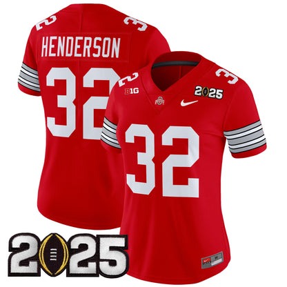 Women's Ohio State Buckeyes 'Heritage Stripe' 2025 CFP Final Patch Vapor Limited Jersey - All Stitched