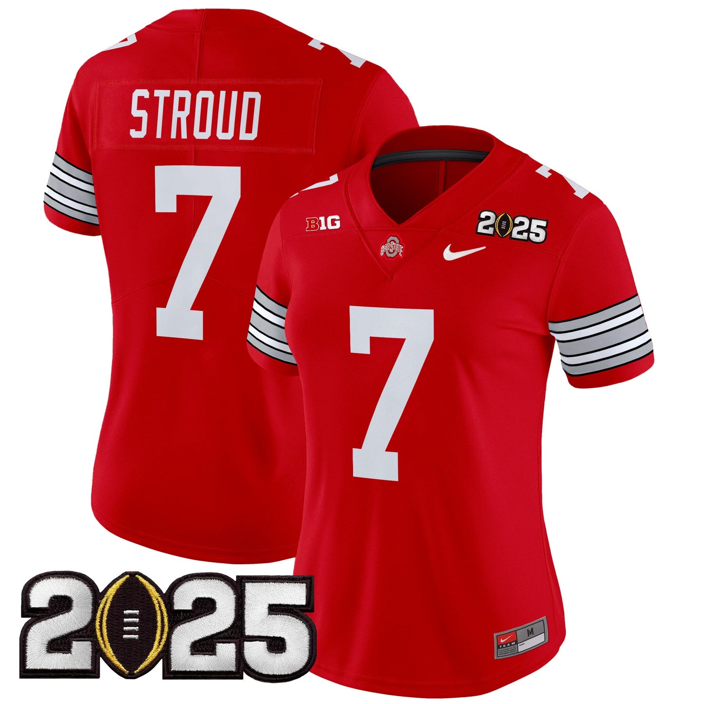 Women's Ohio State Buckeyes 'Heritage Stripe' 2025 CFP Final Patch Vapor Limited Jersey - All Stitched