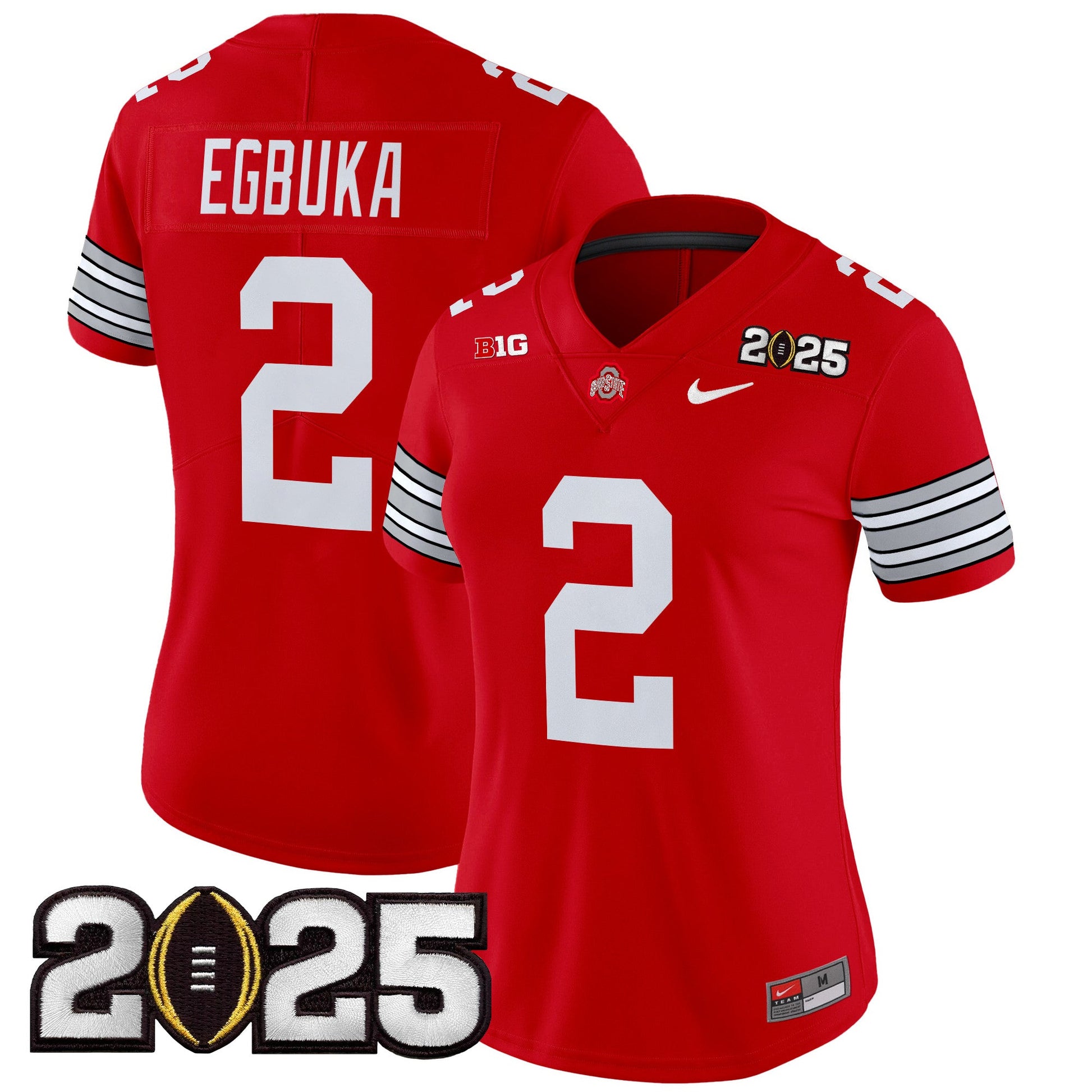 Women's Ohio State Buckeyes 'Heritage Stripe' 2025 CFP Final Patch Vapor Limited Jersey - All Stitched