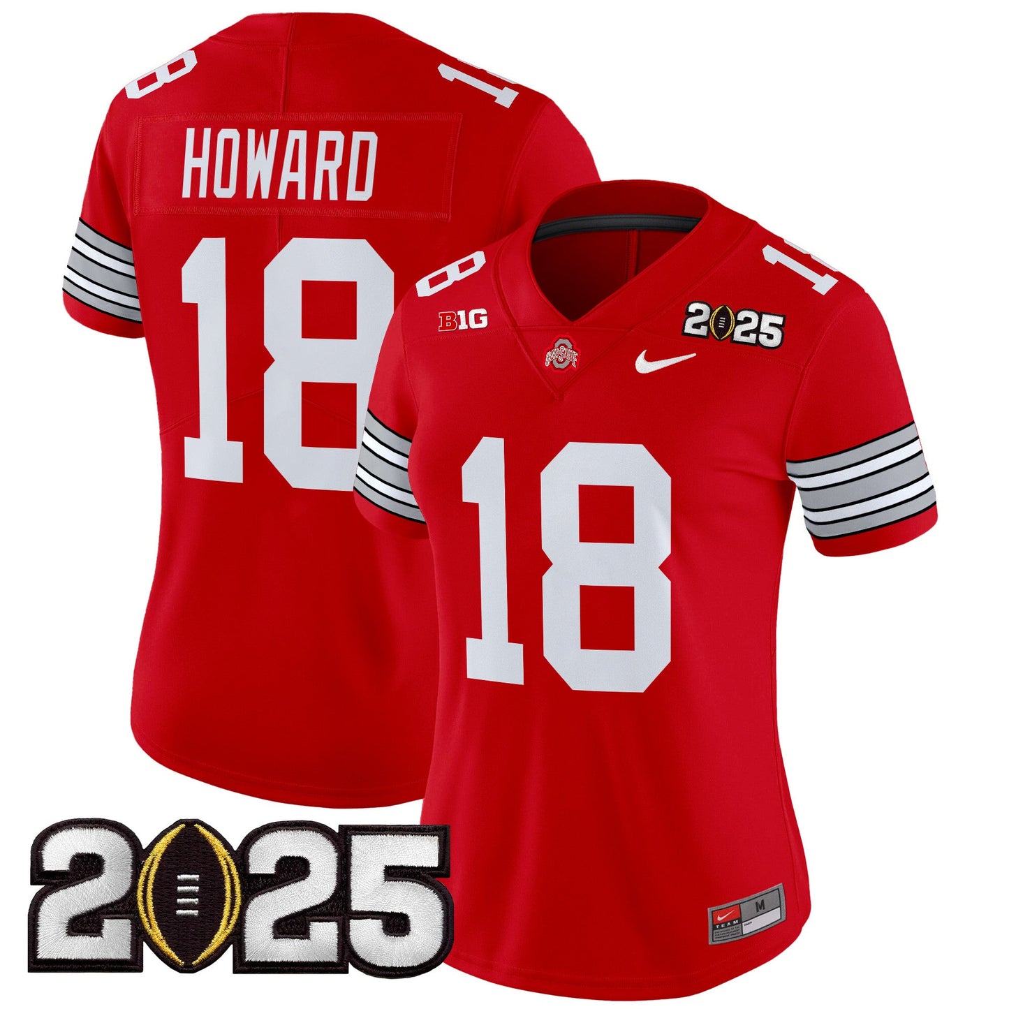 Women's Ohio State Buckeyes 'Heritage Stripe' 2025 CFP Final Patch Vapor Limited Jersey - All Stitched