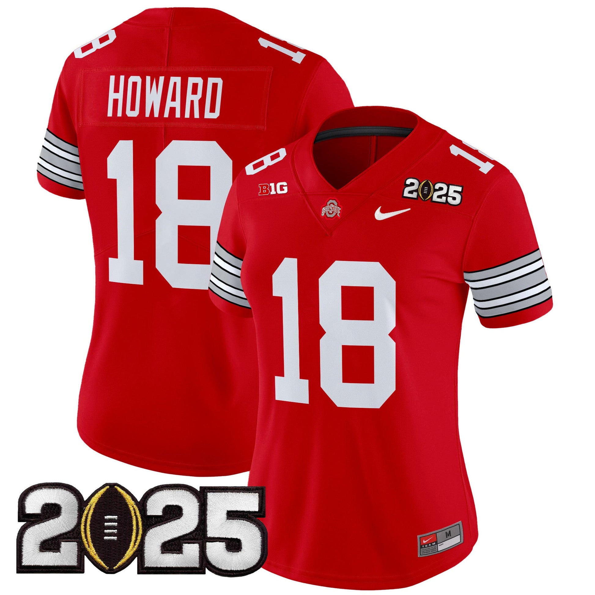 Women's Ohio State Buckeyes 'Heritage Stripe' 2025 CFP Final Patch Vapor Limited Jersey - All Stitched