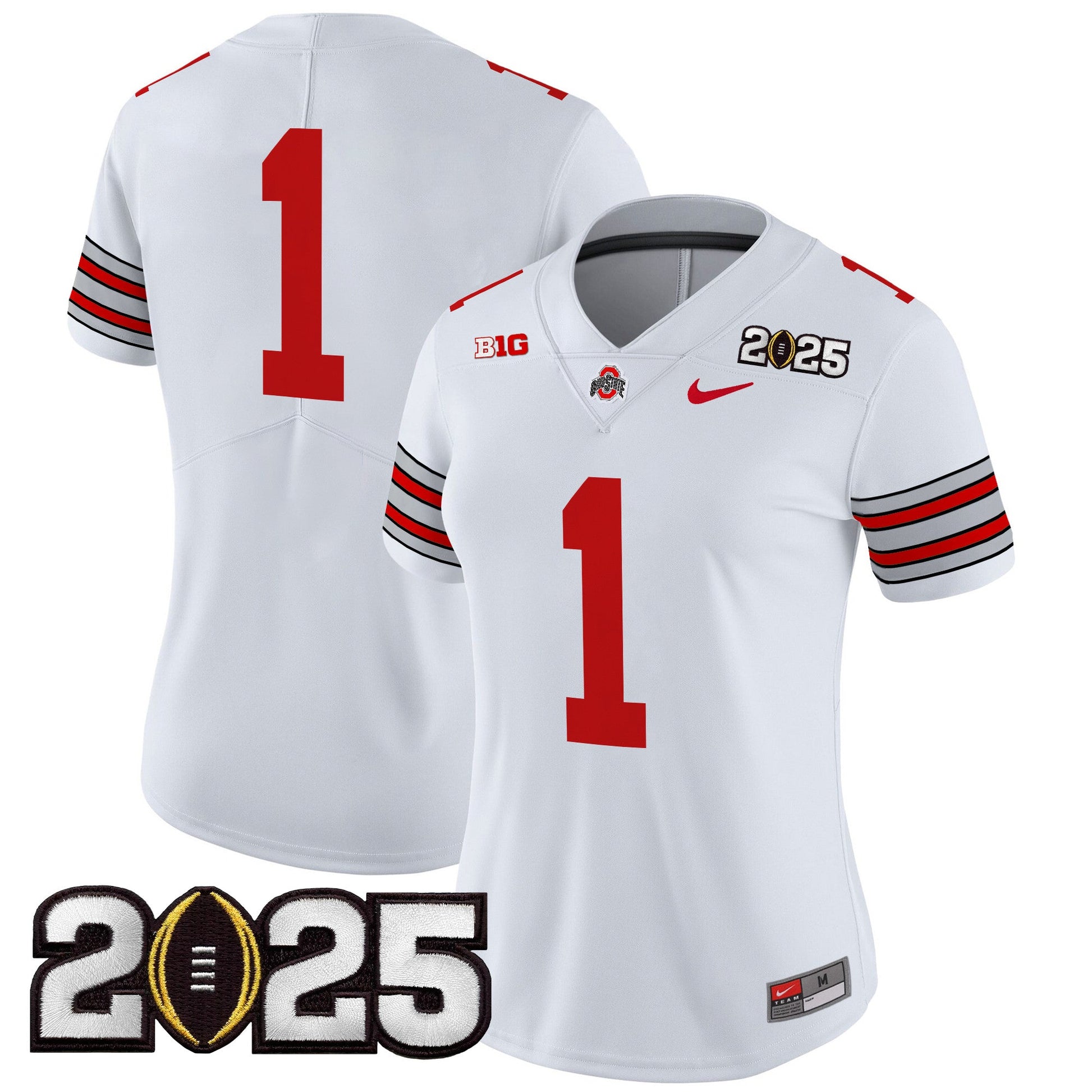 Women's Ohio State Buckeyes 'Heritage Stripe' 2025 CFP Final Patch Vapor Limited Jersey - All Stitched