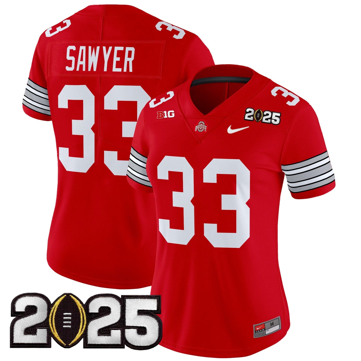 Women's Ohio State Buckeyes 'Heritage Stripe' 2025 CFP Final Patch Vapor Limited Jersey - All Stitched