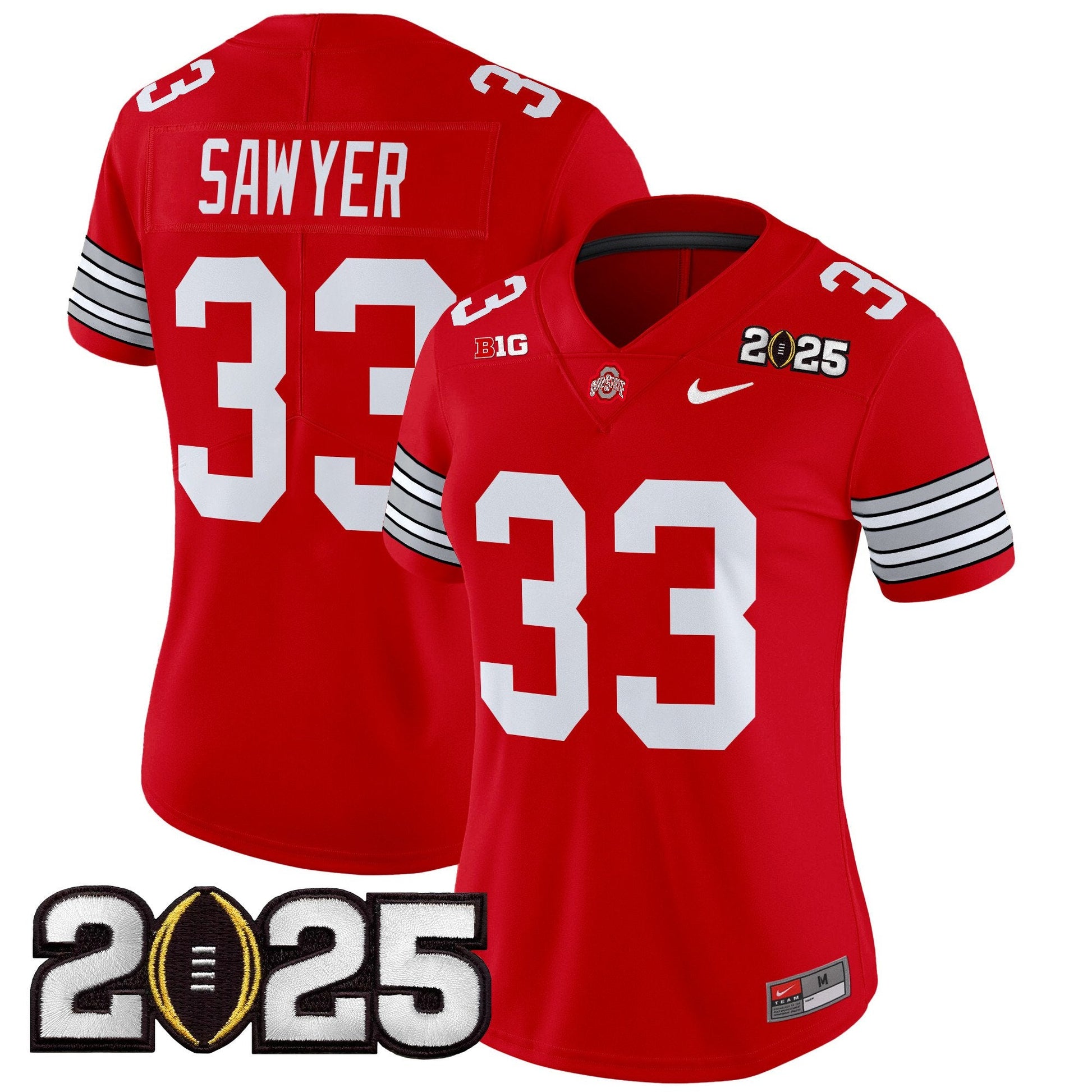 Women's Ohio State Buckeyes 'Heritage Stripe' 2025 CFP Final Patch Vapor Limited Jersey - All Stitched